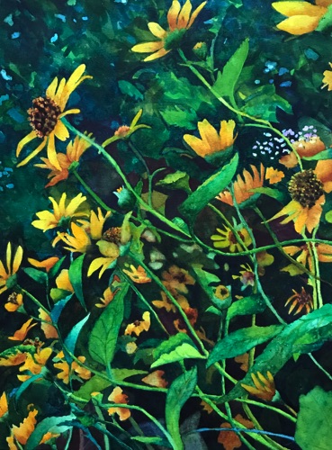 Yellow Flowers Stuyvesant Cove Park (sold);
watercolor on Arches CP 300, 24 x 18" Yellow Flowers Stuyvesant Cove Park (sold);
watercolor on Arches CP 300, 24 x 18"